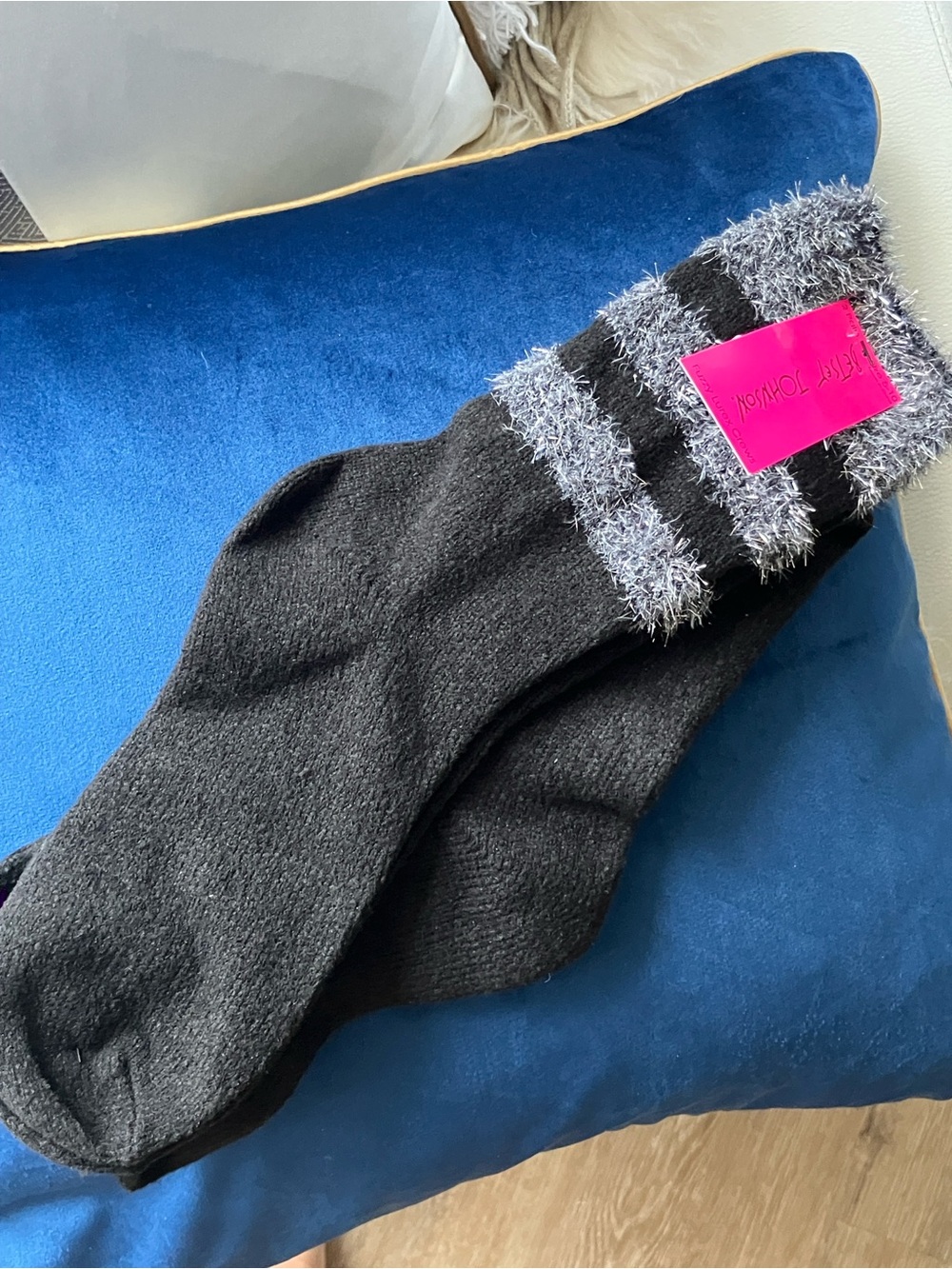 Betsey Johnson fuzzy lurex crew Socks 2 pack NWT
